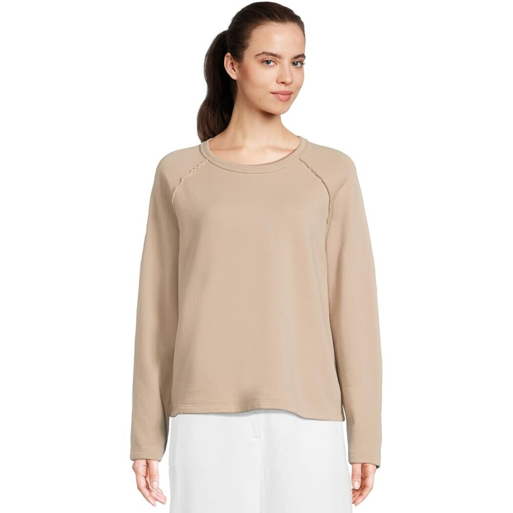 Eileen Fisher Top Women's Medium Wheat 100% Organic Cotton Raglan Sleeve RED1200